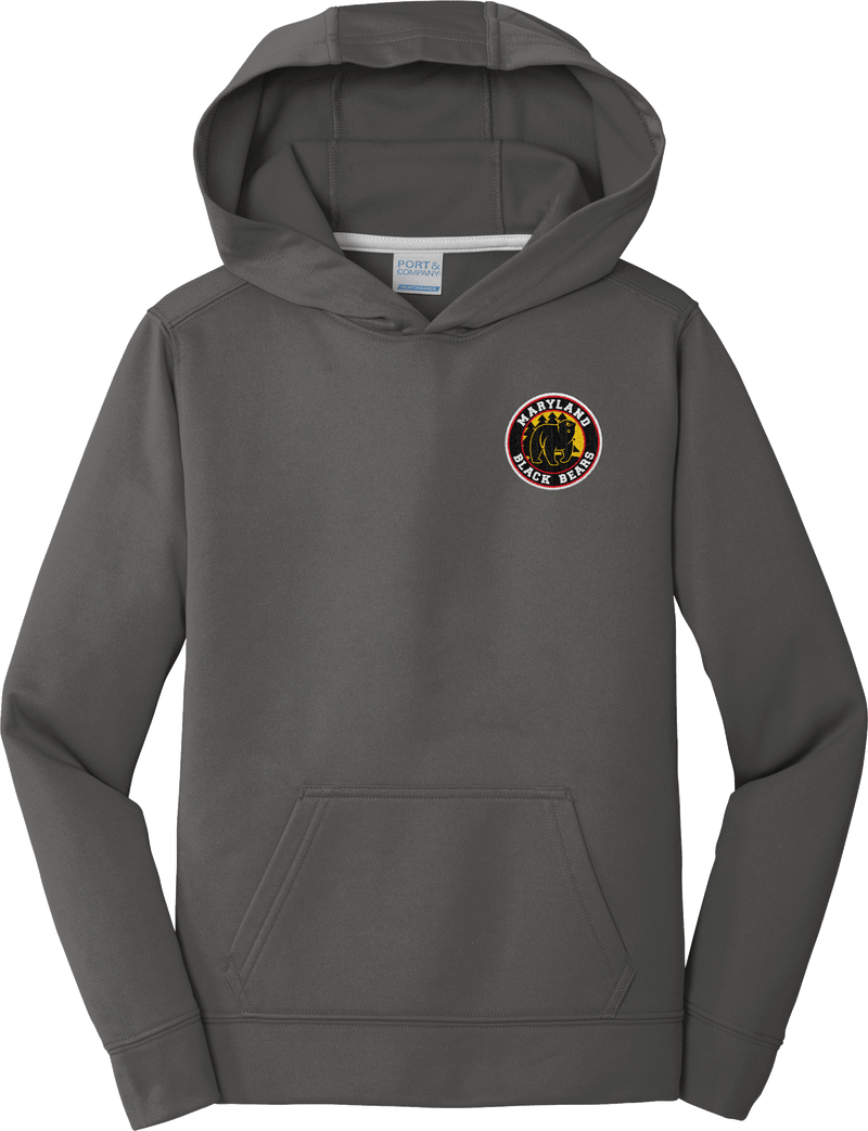 Maryland Black Bears Youth Performance Fleece Pullover Hooded Sweatshirt