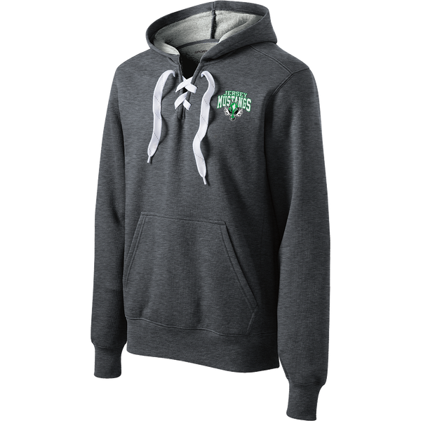 Jersey Mustangs Lace Up Pullover Hooded Sweatshirt